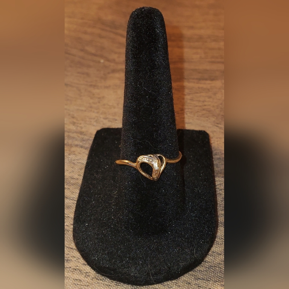 Estate Yellow Gold Love Knot Heart Ring with a Wavy Band
